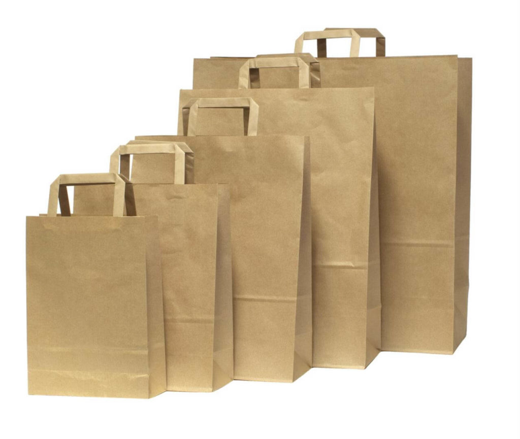 Brown kraft paper bags in several sizes