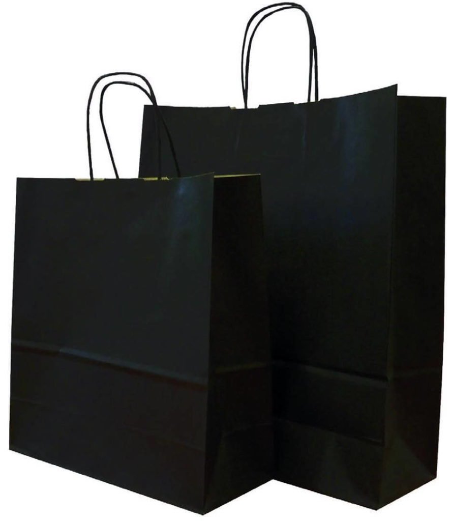 Black luxury paper bags with twisted handles